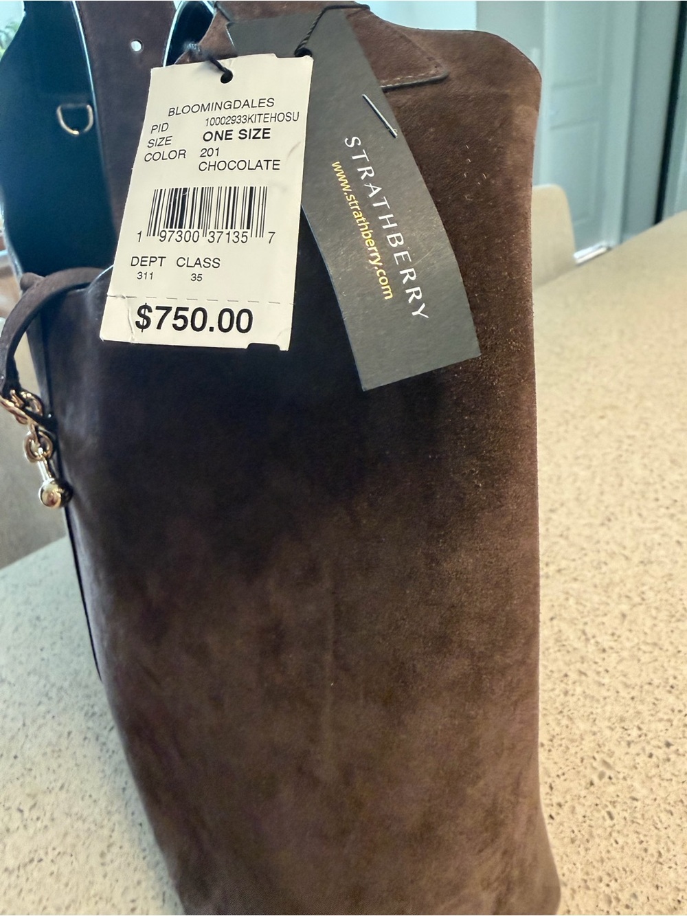 Strathberry Brown Suede Shoulder Hobo with Gold Hardware - Picture 7 of 7